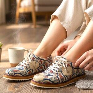 DOGO Shoes Art Print Oxford Lace Up Unique Graphic Vegan Leather EU 38